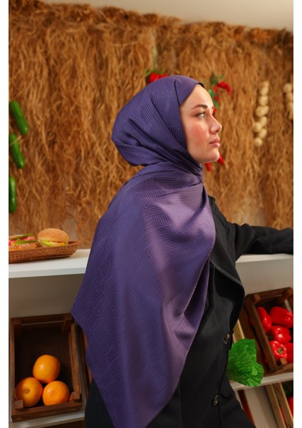Labirent Desen Jakarlı Deluxe Şal - Mor fırsatları