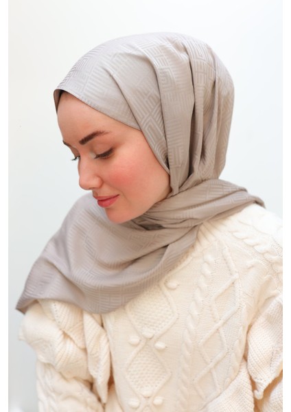 Labirent Desen Jakarlı Deluxe Şal - Kum Beji fiyatları