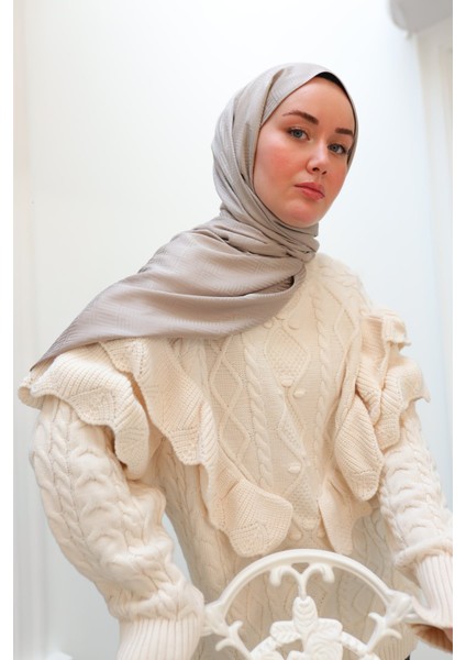 Labirent Desen Jakarlı Deluxe Şal - Kum Beji modelleri