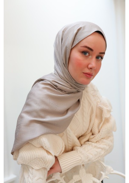 Labirent Desen Jakarlı Deluxe Şal - Kum Beji fırsatları