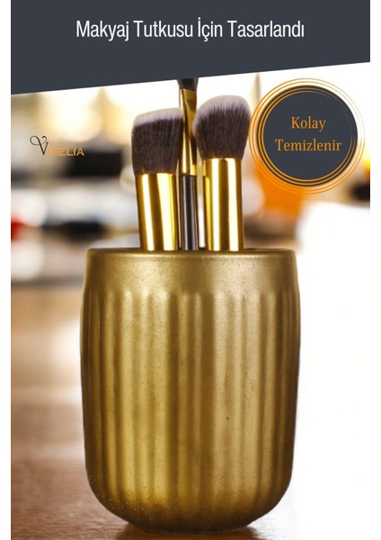 Makyaj Duzenleyici Makyaj Organizeri Makyaj Fırçalığı Makyaj Fırçası Altın Renk Model 11 indirimleri