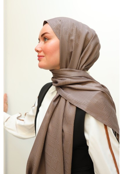 Labirent Desen Jakarlı Deluxe Şal - Vizon fiyatları