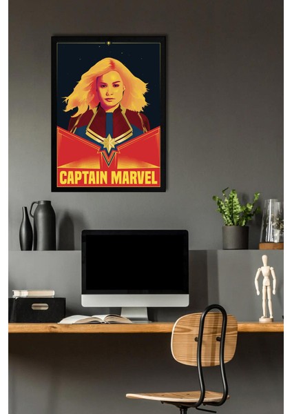 Captain Marvel Çerçeveli Tablo - Kaptan Marvel Poster Tablo