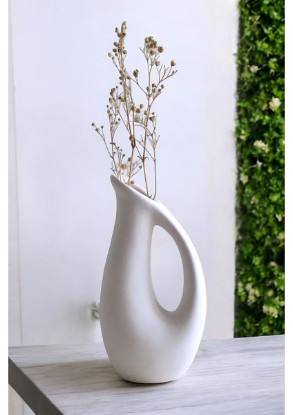 Beyaz Dekoratif Vazo Obje Ev Dekorasyon Masa Üstü Dekor Vazo Model 35