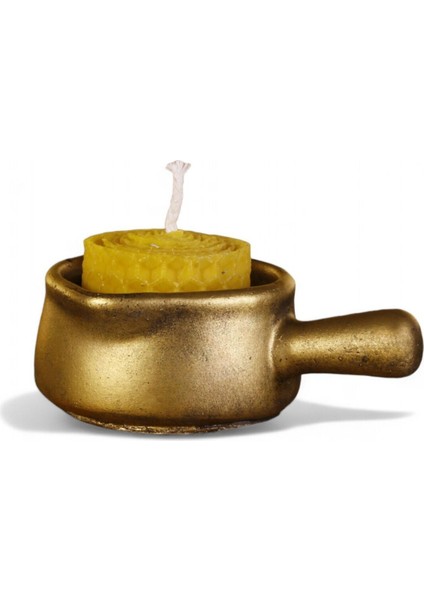 Mumluk Şamdan Ince Mum Uyumlu Altın Renk Model 24