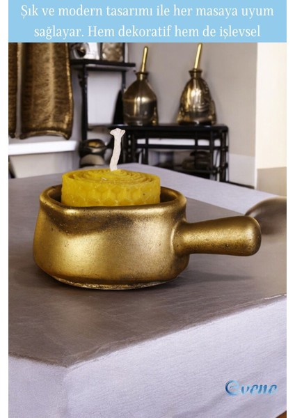 Mumluk Şamdan Ince Mum Uyumlu Altın Renk Model 24 modelleri