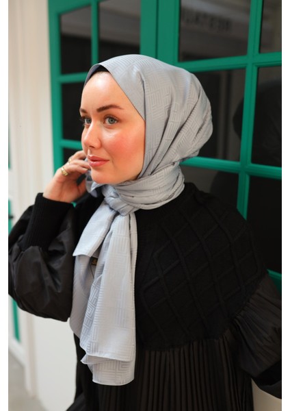 Labirent Desen Jakarlı Deluxe Şal - Gümüş fırsatları