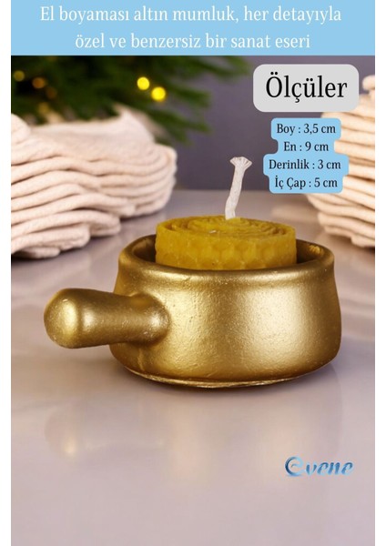 Mumluk Şamdan Ince Mum Uyumlu Altın Renk Model 24