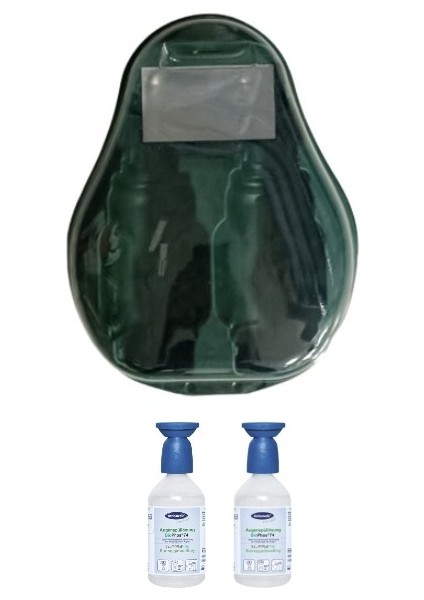 Göz Duşu Solüsyonu Istasyonu Set (1 Adet Boş Istasyon +2 Adet Mavi Kimyasal Göz Duşu Solüsyonu 250 ml Actıomedıc Bıophos 74