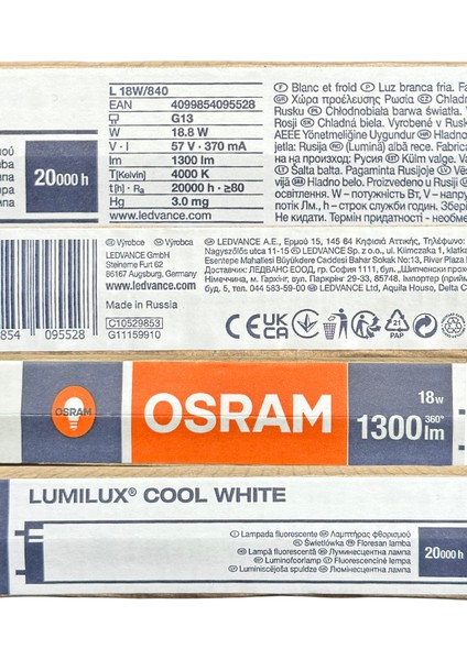 (4 Adet) 18W 4000K (Günışığı) G13 Duylu Floresan Ampul