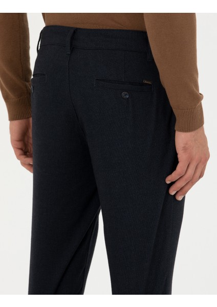 Erkek Lacivert Slim Fit Kanvas Pantolon 50276719-VR033