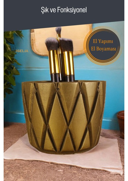 Makyaj Duzenleyici Makyaj Organizeri Makyaj Fırçalığı Makyaj Fırçası Altın Renk Model 18 modelleri