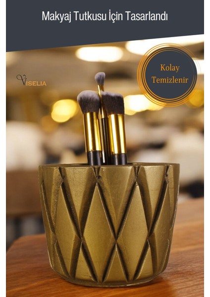 Makyaj Duzenleyici Makyaj Organizeri Makyaj Fırçalığı Makyaj Fırçası Altın Renk Model 18 indirimleri