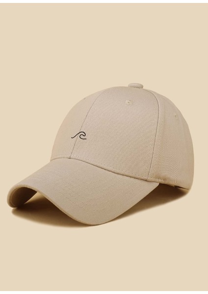 Dalga Figürlü Baskılı Koyu Bej Unisex Klasık Cap Model Ayarlanabilir Çırtlı Şapka