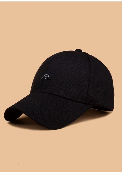 Dalga Figürlü Baskılı Koyu Bej Unisex Klasık Cap Model Ayarlanabilir Çırtlı Şapka