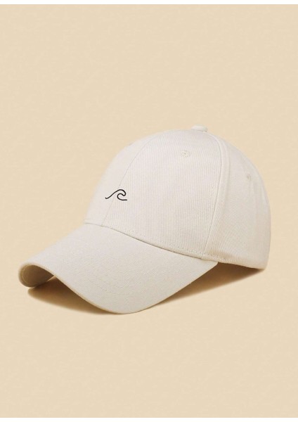 Dalga Figürlü Baskılı Koyu Bej Unisex Klasık Cap Model Ayarlanabilir Çırtlı Şapka