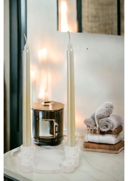 Şamdan Mumluk Dekoratif Mumluk Beyaz Renk Tealight Mumluk Model 7