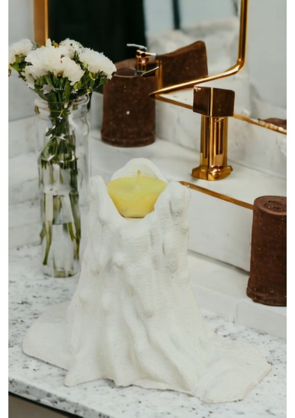 Şamdan Mumluk Dekoratif Mumluk Beyaz Renk Tealight Mumluk Model 2