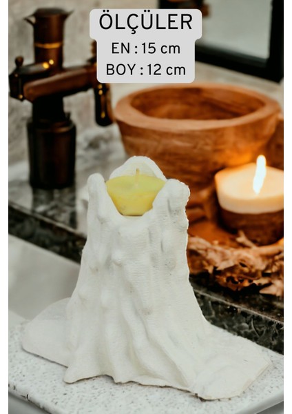 Şamdan Mumluk Dekoratif Mumluk Beyaz Renk Tealight Mumluk Model 2