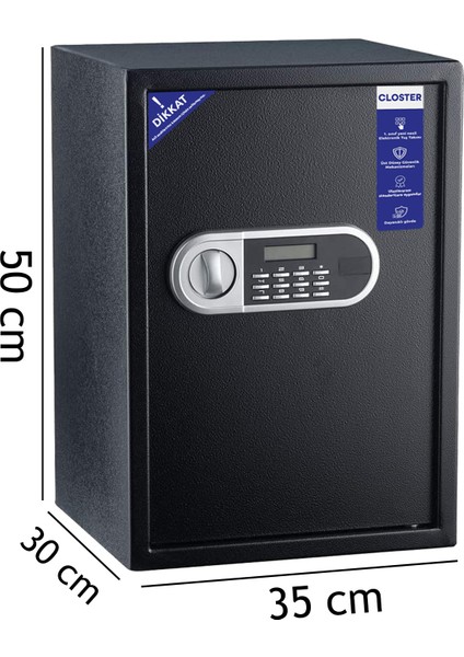 CLP-502 Büyük Boy Yüksek Kaliteli Çelik Para Kasası 30x35x50 cm indirimleri