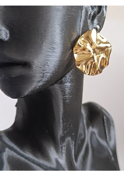 Gold Dalgalı Çelik Küpe