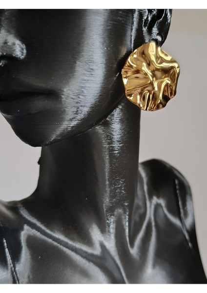Gold Dalgalı Çelik Küpe
