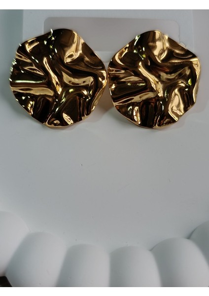 Gold Dalgalı Çelik Küpe