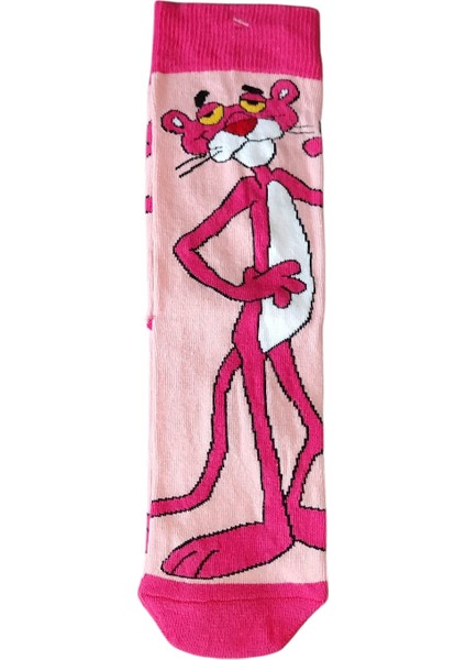 Pembe Panter Desenli Soket Çorap