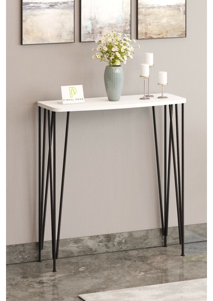 100 cm Beyaz Dresuar Kahve Köşesi Konsol Modern Raf Metal Boru Siyah Ayaklı fırsatları