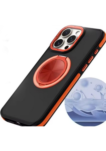 iPhone 16 Plus ile Uyumlu Kılıf Double Color Magsafe ile Uyumlu Stand Olabilen 360° Dönen Halka Ring Tutuculu Already Magnetic Wireless iphone ile Uyumlu Kılıf Kapak Siyah-Gri modelleri
