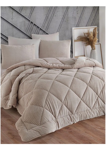 Premium Soft Çift Kişilik Yorgan Seti Bej