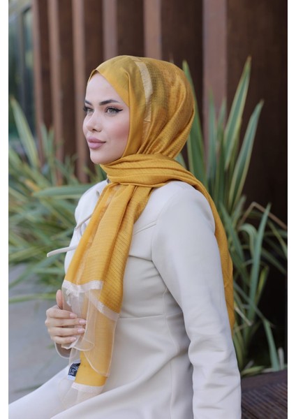 %40 Ipekli Organize Tül Şal - Sarı