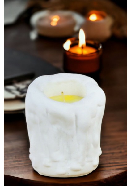 Şamdan Mumluk Dekoratif Mumluk Beyaz Renk Tealight Mumluk Model 30