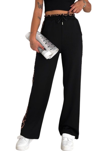 Looksense Kadın Siyah Modal Garni Bol Paça Pantolon 6205 modelleri