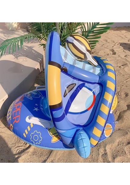 Super Robot Baby Float Bebek Yüzme Simidi Güneşlikli Kapanır Açılır Super Robot Mavi modelleri