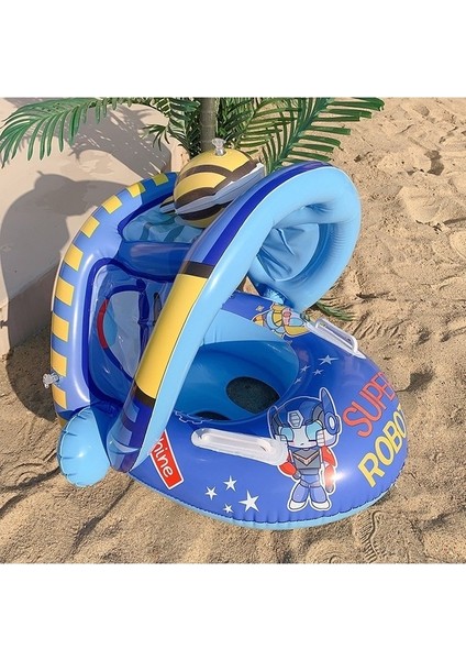 Super Robot Baby Float Bebek Yüzme Simidi Güneşlikli Kapanır Açılır Super Robot Mavi fırsatları
