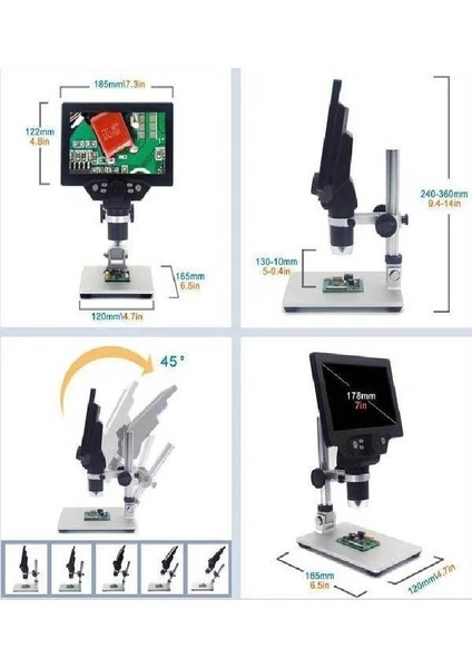Cms-71 LCD Ekranlı Mikroskop 7 Inch 12MP Masa Tipi 1200X Büyütme