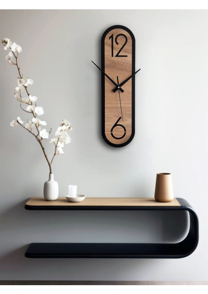 Ahşap Modern Saat Dekoratif Duvar Saati Mdf Duvar Saati Siyah Kahve 6 mm Mdf Lazer Kesim Saat
