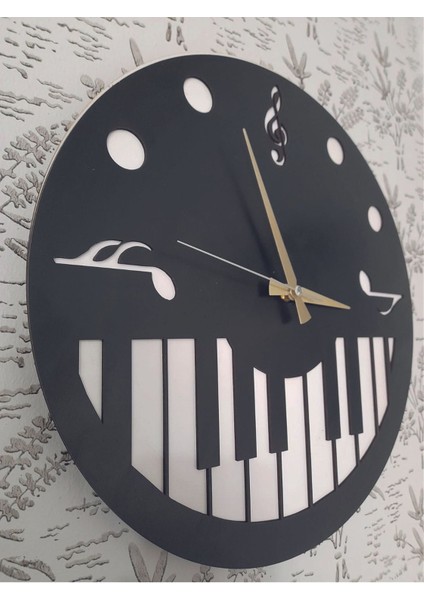 Ahşap Dekoratif Lazer Kesim Hediyelik Duvar Saati Piyano 6 ml Mdf 38 cm fiyatları