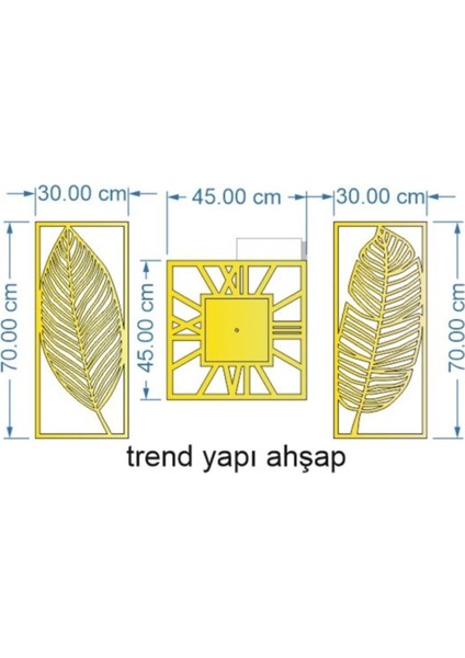Dekoratif Duvar Saati 115CM x 70 cm Yaprak Motif Lazer Kesim Cnc Hediyelik fiyatları