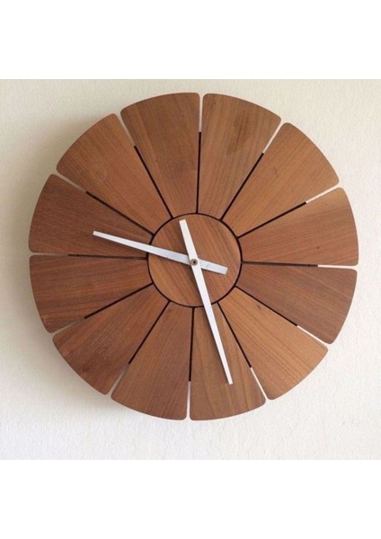 Üm-Ra Lazer Yonca Yaprak Desenli Dekoratif Ahşap Duvar Saati 40*40