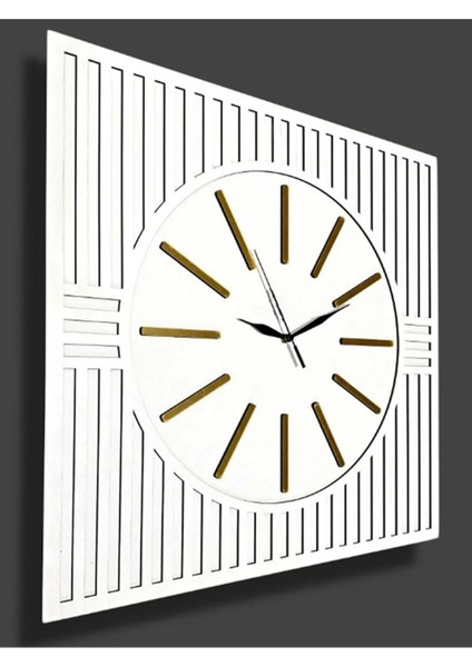 Lara Kare Lazer Kesim Dekoratif Duvar Saati, Ahşap, 50 cm modelleri