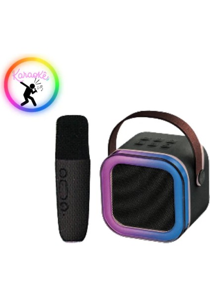 Araoke Hoparlör 5W Tf Kart/usb/tws Özellikli 2inch Bass Mikrofonlu Rgb Işıklı Bluetooth Speaker