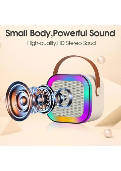 Araoke Hoparlör 5W Tf Kart/usb/tws Özellikli 2inch Bass Mikrofonlu Rgb Işıklı Bluetooth Speaker