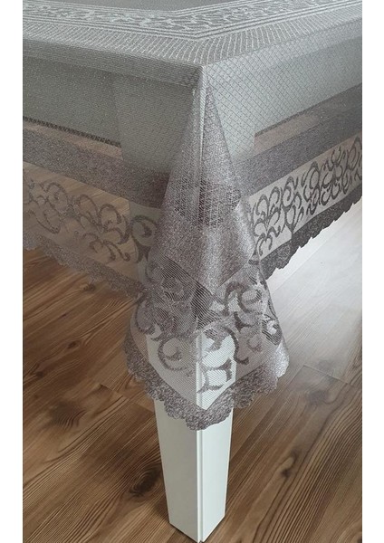 Osmanlı Desen Masa Örtüsü Gri 160x160 cm kare masa örtüsü