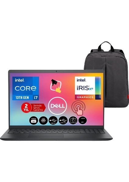 Inspiron 3530 Intel Core İ7-1355U 16GB 512GB SSD Fhd 15.6" Dokunmatik Windows 11 Pro Taşınabilir Bilgisayar+Snertech Çanta