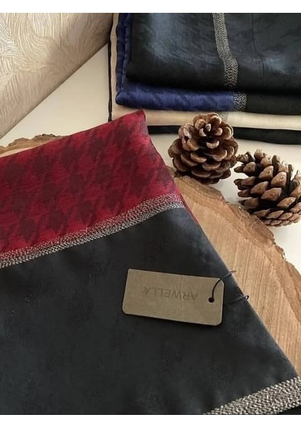 Kazayağı Desenli %40 Ipek Tül Şal - Bordo