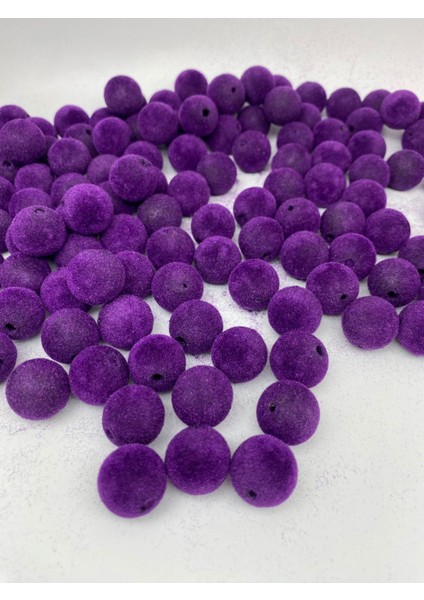 18MM Mor Renk Kadife Boncuk Takı Yapım, Çanta Boncuğu ( 100GR,~28 Adet)