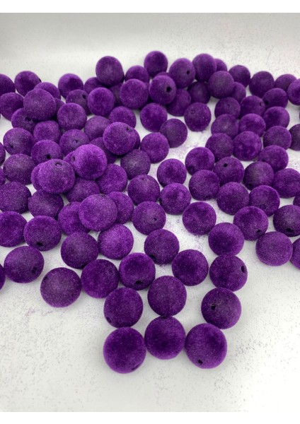 18MM Mor Renk Kadife Boncuk Takı Yapım, Çanta Boncuğu ( 100GR,~28 Adet) modelleri