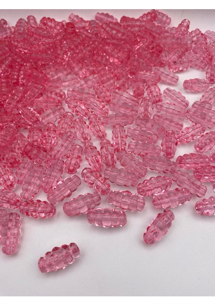 100GR Pembe Renk Makarna Model Burgulu,kovan Akrilik Boncuk, Çanta Yapım,hobi Boncuğu (~52 Adet)